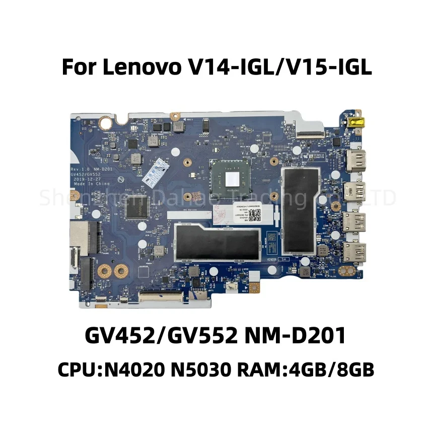Placa base para ordenador portátil GV452/GV552 NM-D201 para Lenovo V14-IGL/V15-IGL con CPU N4020 N5030 4GB/8GB-RAM FRU:5B20S44427 5B20S44431
