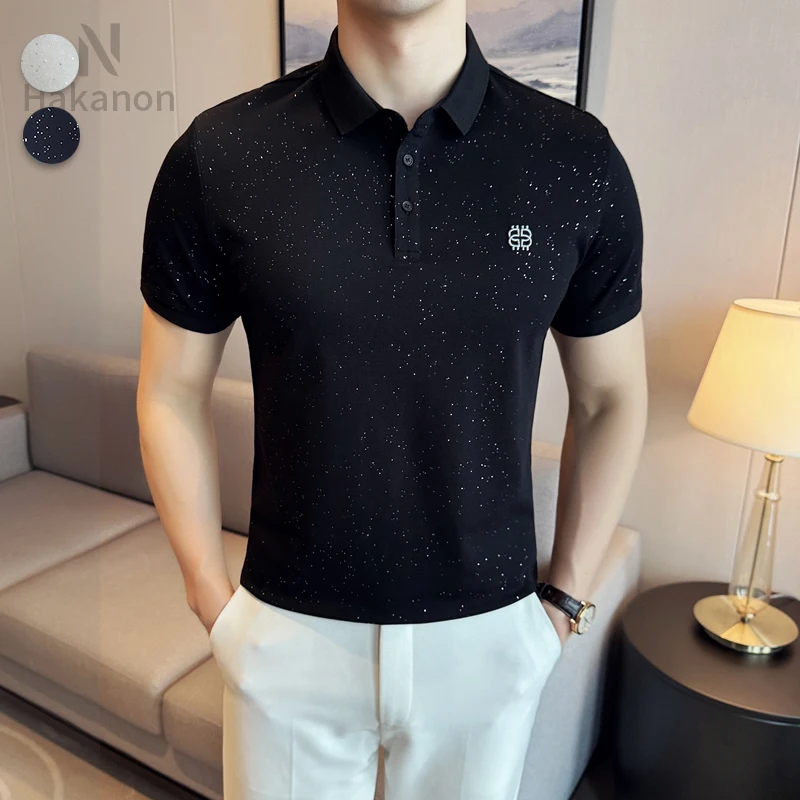 Men's Polo Solid Color, 69.5% Cotton Patch Diamond Slim Fit Short Sleeves, Fashionable Slim Fit Summer Top, 2024 High Quality