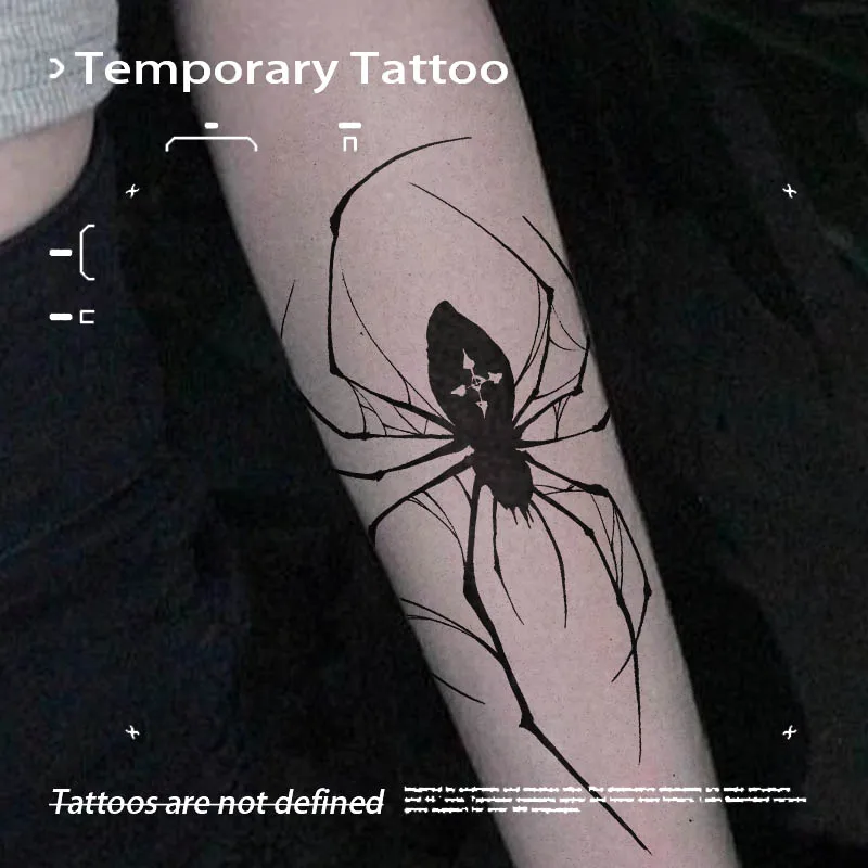 Tatuaje Temporal de Línea Fina Minimalista de Araña Viuda Negra con Tinta Herbal, Novedad en Juguetes, Artículos Baratos, Nuevo