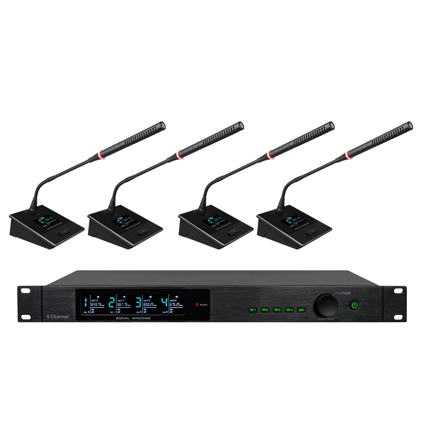 KEBIT KU-3014 Professional UHF 4 Channels Wireless Microphone for Meeting/KTV