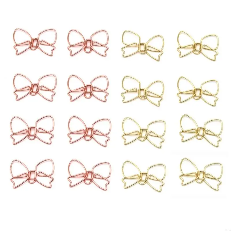 J6PA Bowknot Paper File Clips Metal Paper Clip Small Book Marker Clip for Office