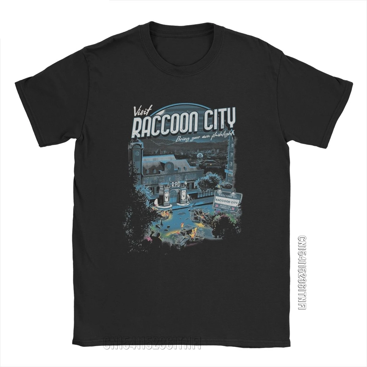 Visit Raccoon City Men T Shirt Vintage Tees Classic Short Sleeve Crew Neck T-Shirts 100% Cotton Printed Tops