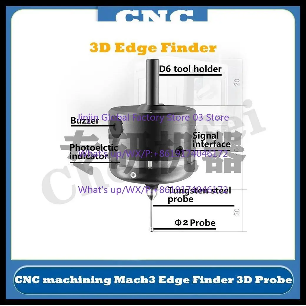 

3D edge finder V6 CNC anti-roll 3D edge finder probe compatible with mach3 and grbl engraving machines
