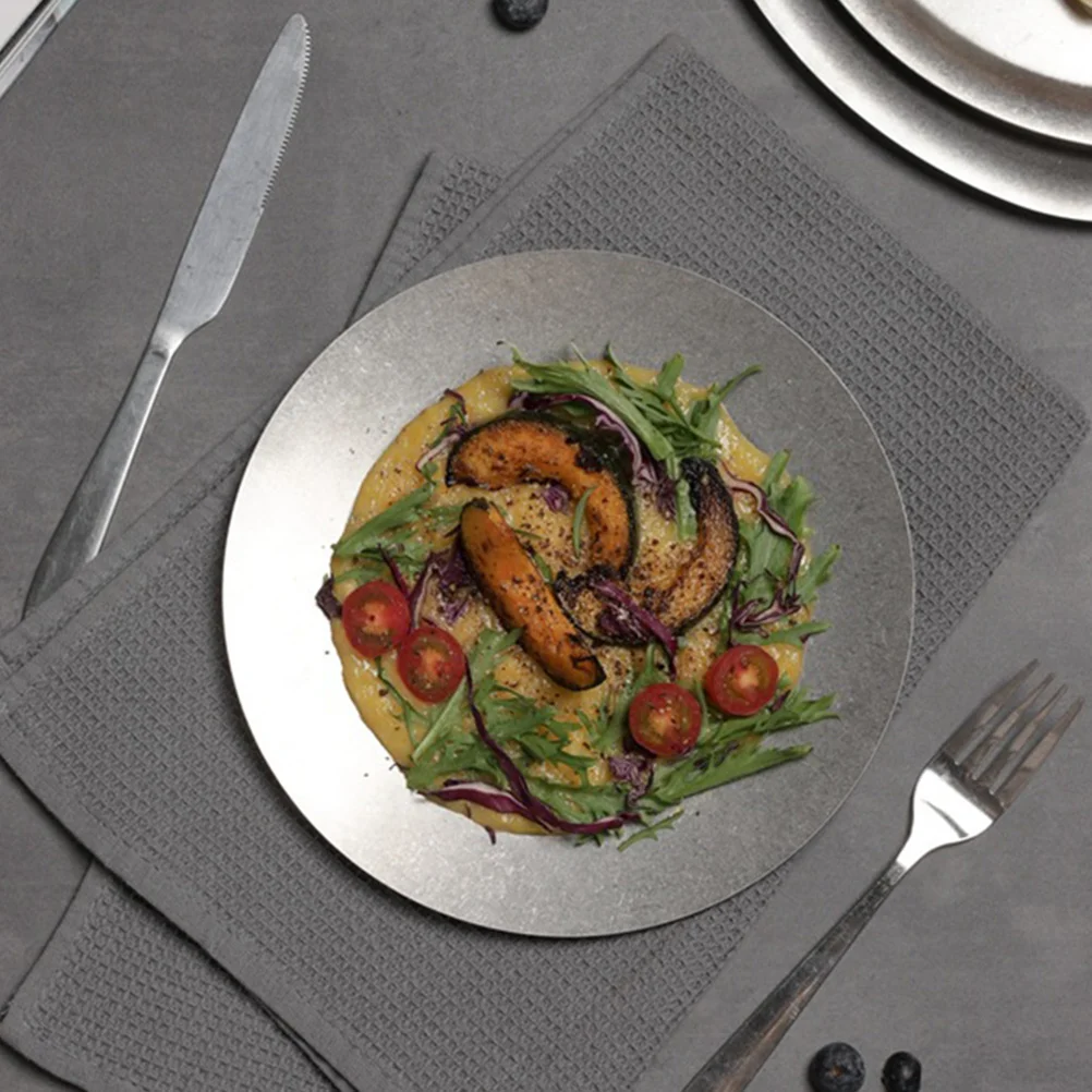 

Stainless Steel Plate Smooth Surface Easy Clean Kitchen Tableware For Home Restaurant Hotel Dessert Cake Serving