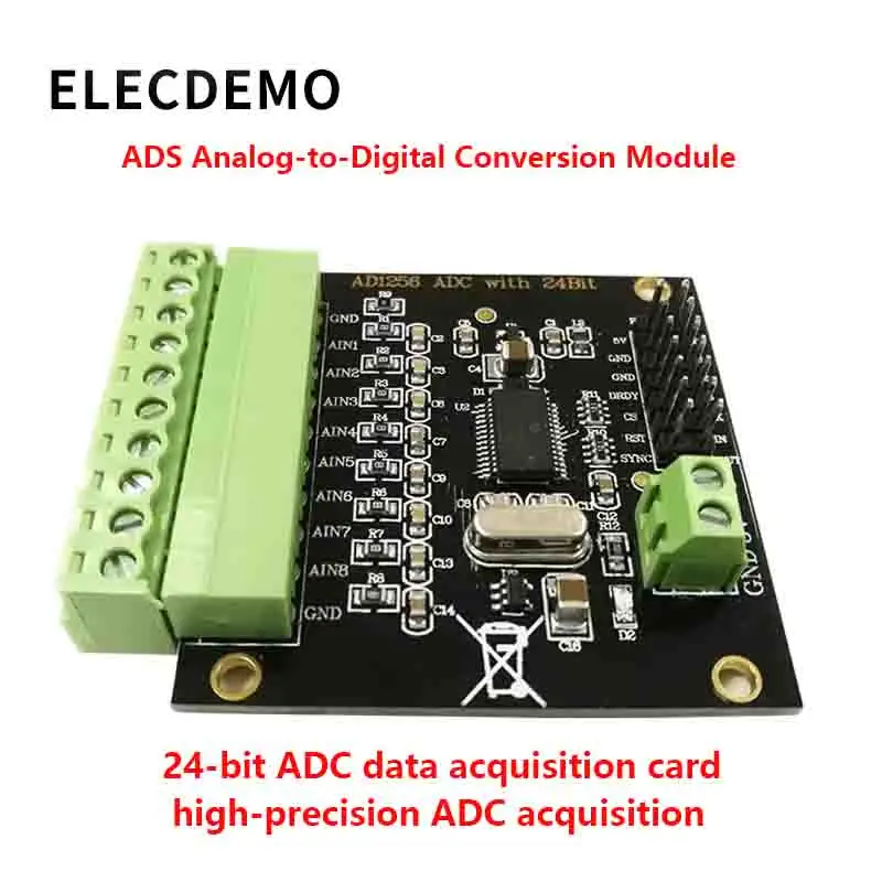 24-Bit 8CH ADC Data Acquisition Module, High Precision Low Noise Analog to Digital Converter Board, SPI Interface DIY,ADS1256