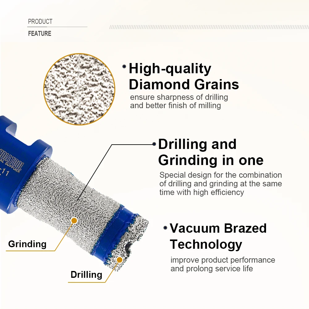 SHDIATOOL1pc Diamond Core Drill Bits Milling Finger Polish M14 Dia20/25/35mm Tile Marble Granite Ceramic Hole Saw Drilling Crown