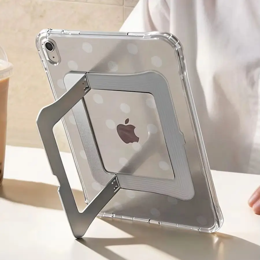 Polka Dots For IPad 10/11/12th Air 4/5 8 Mini 6/7 Pro11 13 Acrylic Shockproof Stand Case Multi-Angle Transparent Clear Cover