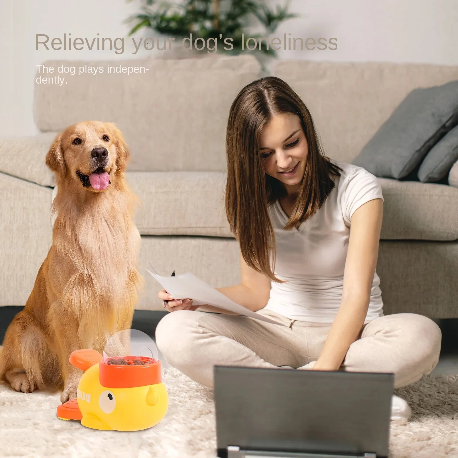 Juguete Interactivo 2 en 1 para Perros, Comedero Lento, Dispensador Automático de Snacks para Entrenamiento Canino