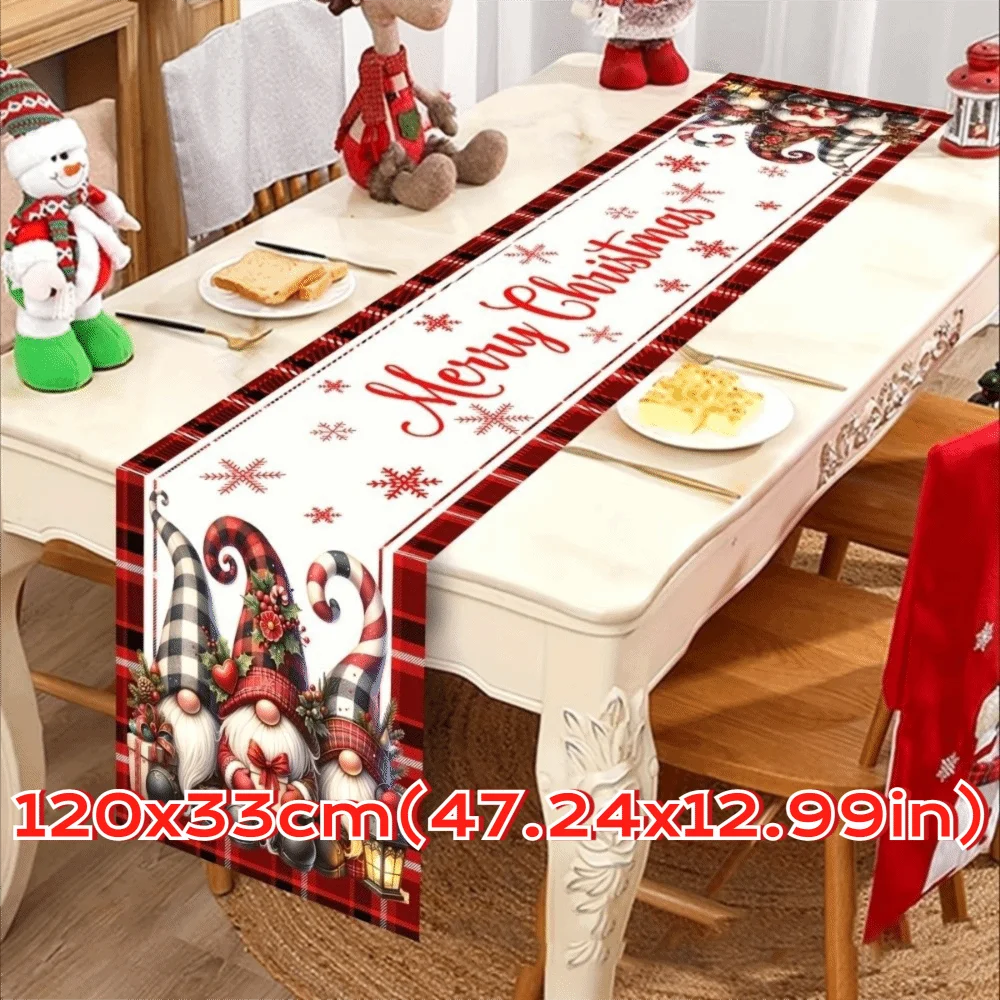 New New Year Christmas Table Runner Santa Claus Snowman Christmas Tablecloth Navidad Gift Elk Xmas Table Flag Cover Home Decor