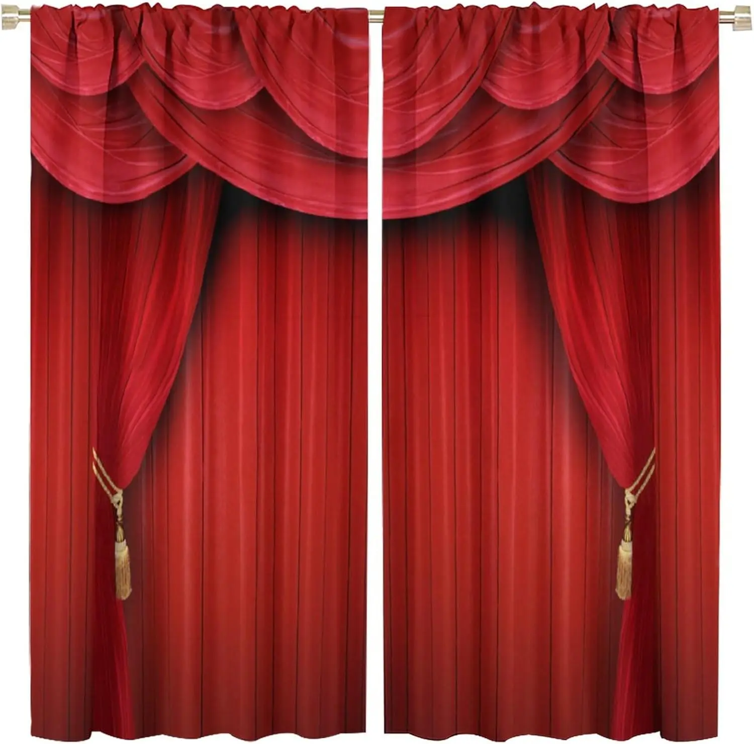 Movie Theater Curtains Retro Red Party Home Movie Theatre for Living Room Bedroom Window Drapes Window Curtain 2 Panels
