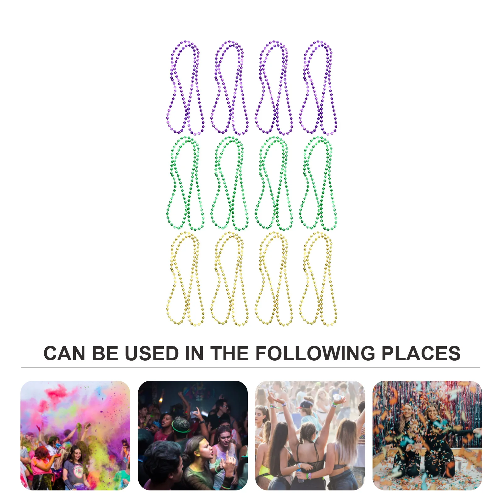 

12Pcs Bead Necklace Mardi Gras Carnival Festive Decor Lightweight Comfortable Wear Amazing Look Bead Necklace Beaded Bracelet