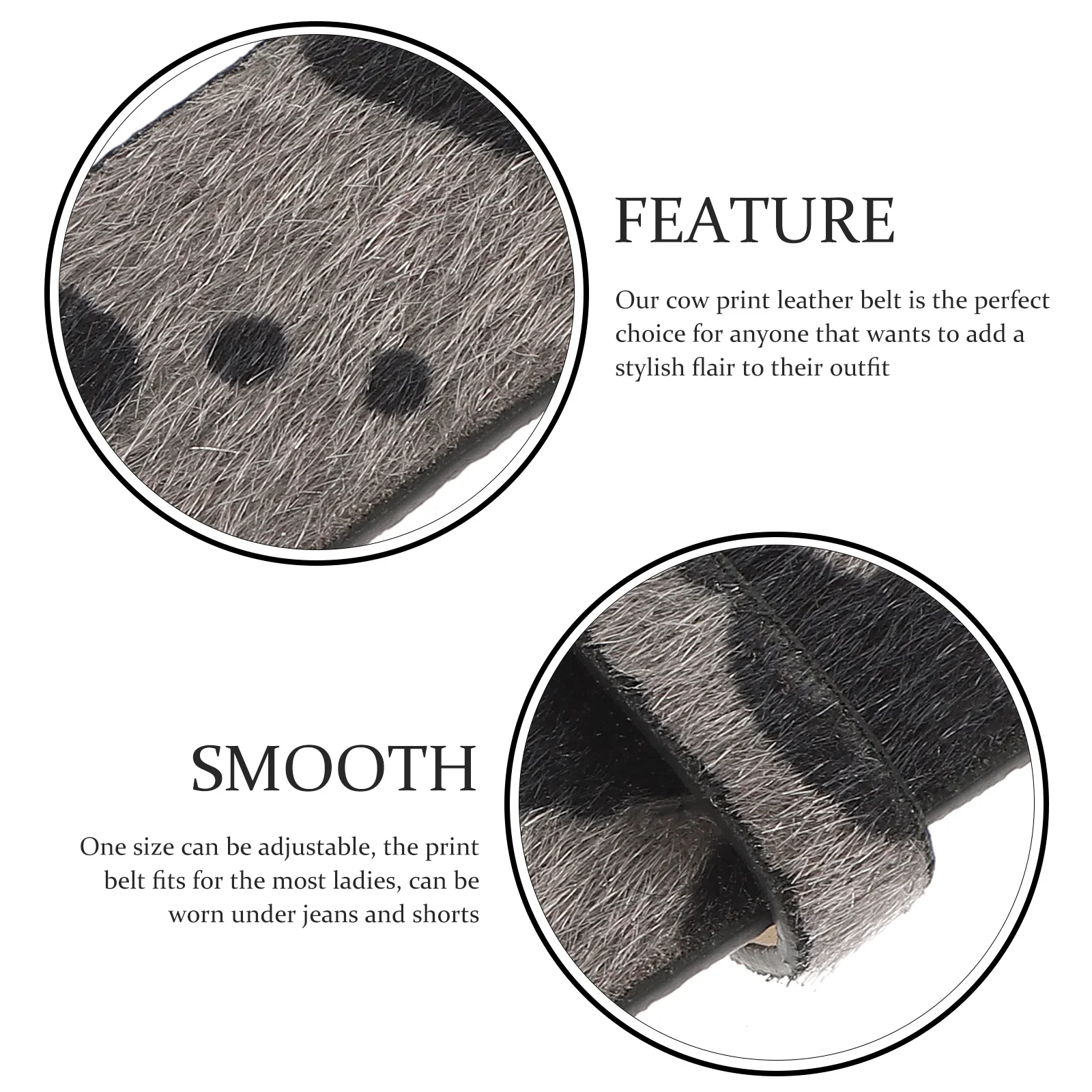 

Adjustable Cow Print Belt PU Material One Size Womens Western Belt Casual Jeans Pants Animal Print Accessories