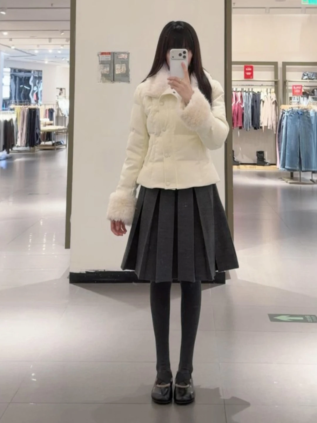 

Корейская хлопковая куртка-жакет, нежная, элегантная, модная зимняя верхняя одежда, с пуговицами, высоким воротником, длинными рукавами, цветная