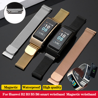 Watch Band Smart Wristband for Huawei B2 B3 B5 B6 Magnetic Stainless Steel Milanese Mesh Strap Huawei B6 Strap 15mm 16mm 18mm