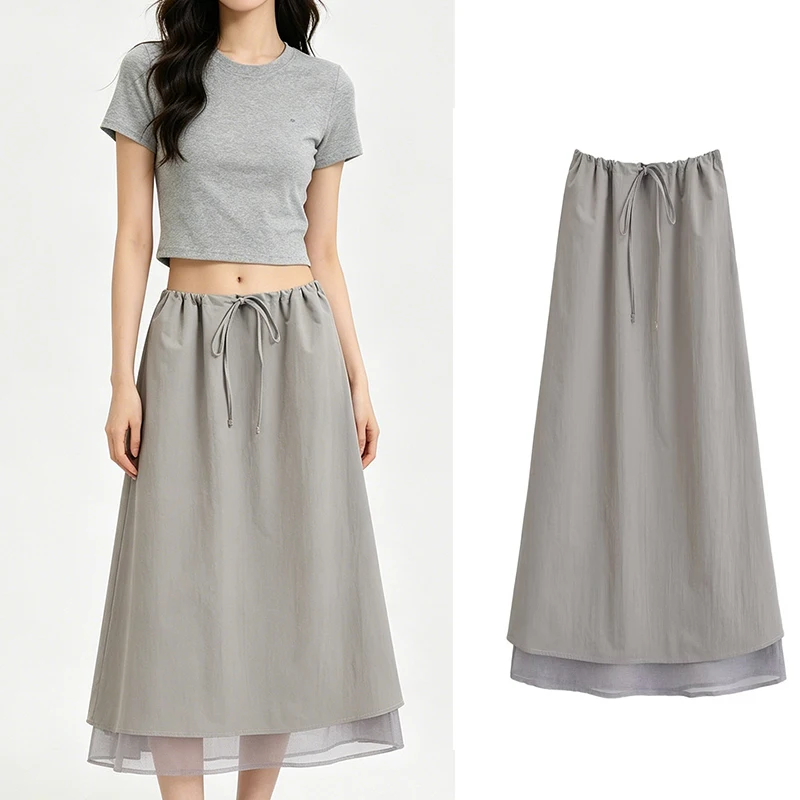 

Summer Women's Casual Half Skirts 2026 New Fashionable High Waist Loose Long Skirt Elegant Women's Skirt