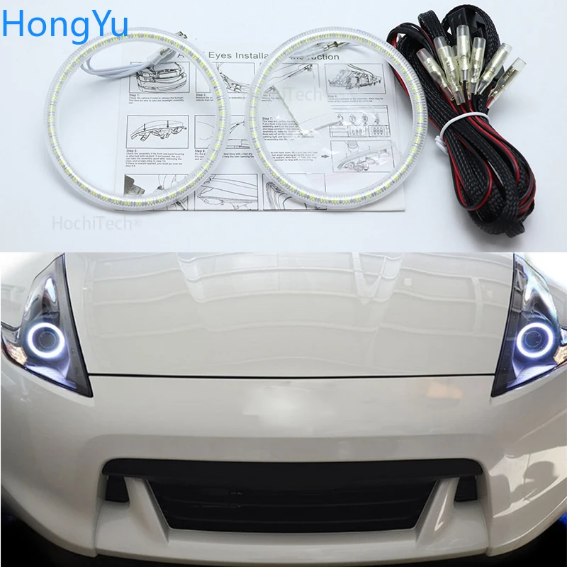 

Супер яркий белый цвет 3528 SMD Led Angel Eyes комплект дневных ходовых огней DRL для Nissan 370Z 2009 2010 2011 2012 2013-2015
