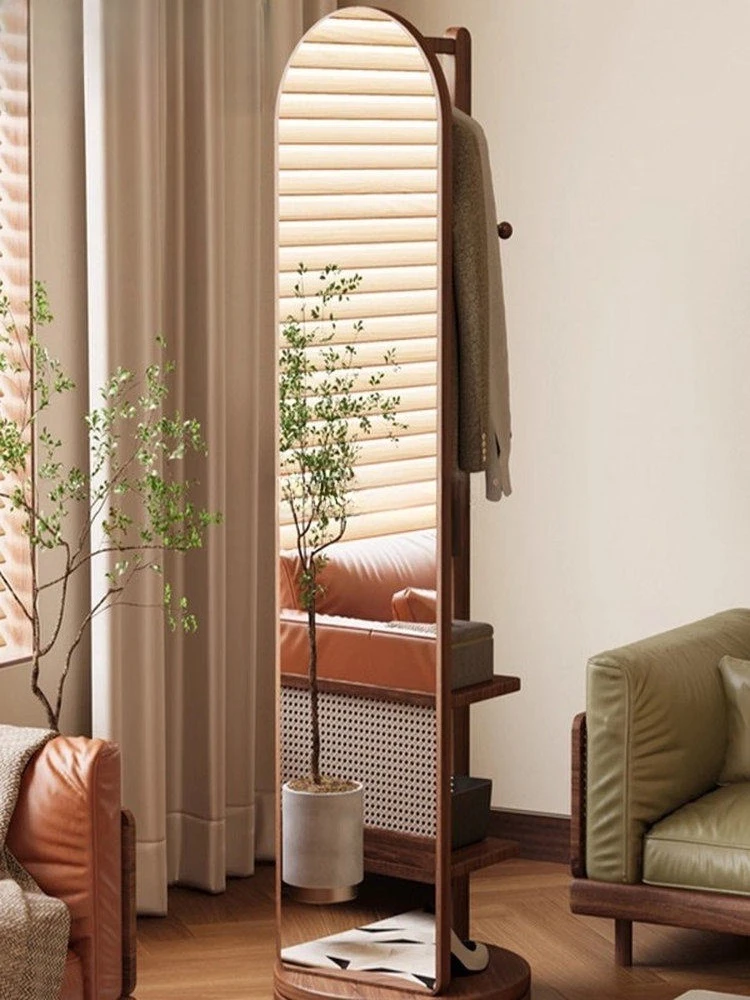 Full-length mirror Floor-to-ceiling mirror Household integrated full-length mirror Girls' bedroom Rotatable mobile fitting