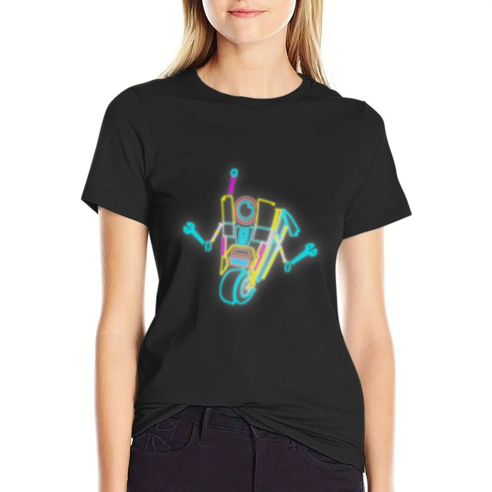 Camiseta feminina Neon Claptrap, roupa de senhora, tops bonitos engraçados, blusa, ajuste solto