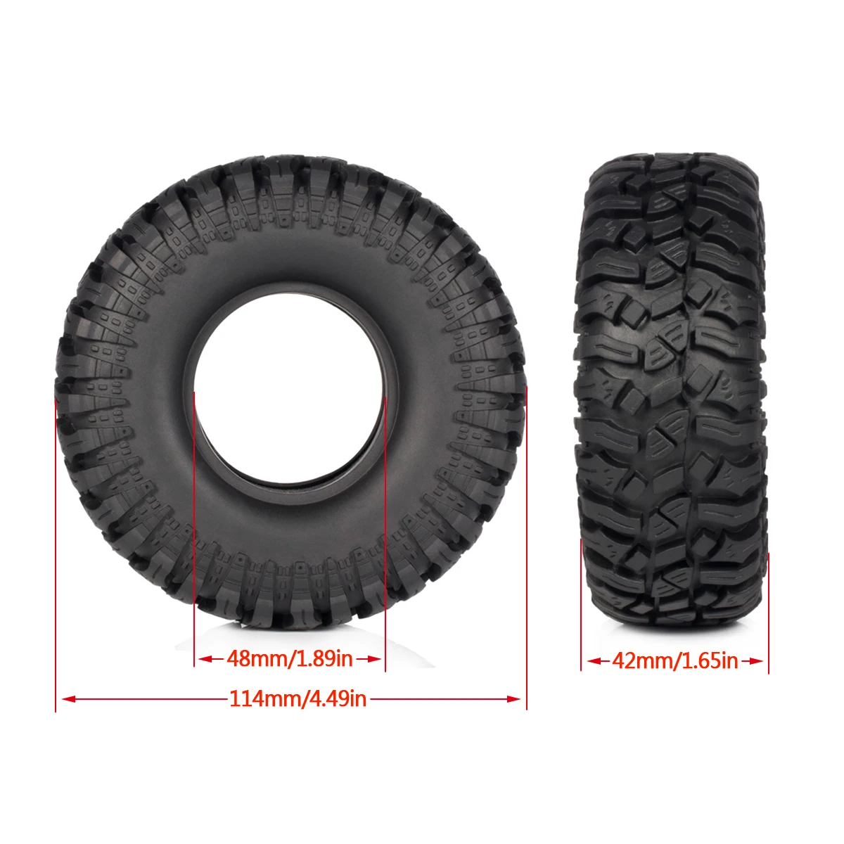 114*42mm 4Pcs 1.9\'\' Rubber Rock Tyres Wheel Tires for 1/10 RC Crawler Car Axial SCX10 TRX4 D90 Capra Redcat Gen8 YIKONG LCG Part