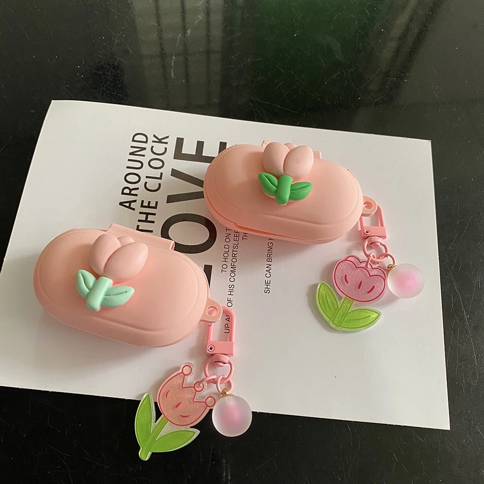 For Sony WF-C700N Case cute tulip flower Earphone Cover Silicone Headphone Charge Box For Sony C700N cover