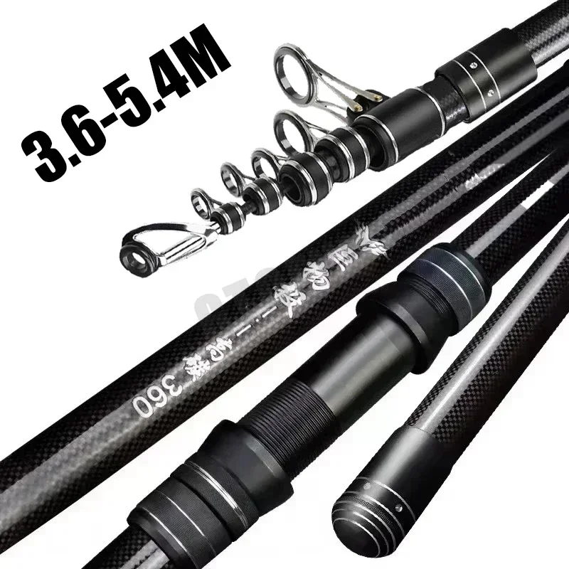 3.6m 4.5m 5.0m 5.4m Telescopic Fishing Rod Distance Throwing Spinning Rod Throwing Surfcasting Carbon Baitcasting Beach Rock Rod