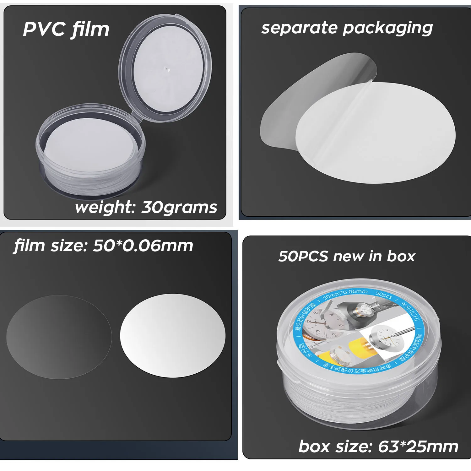 Set of 50PCS Watch Dial Protective Film Protect Watch Pointer Remove Pad Repair Protection PVC Films Separate Packaging