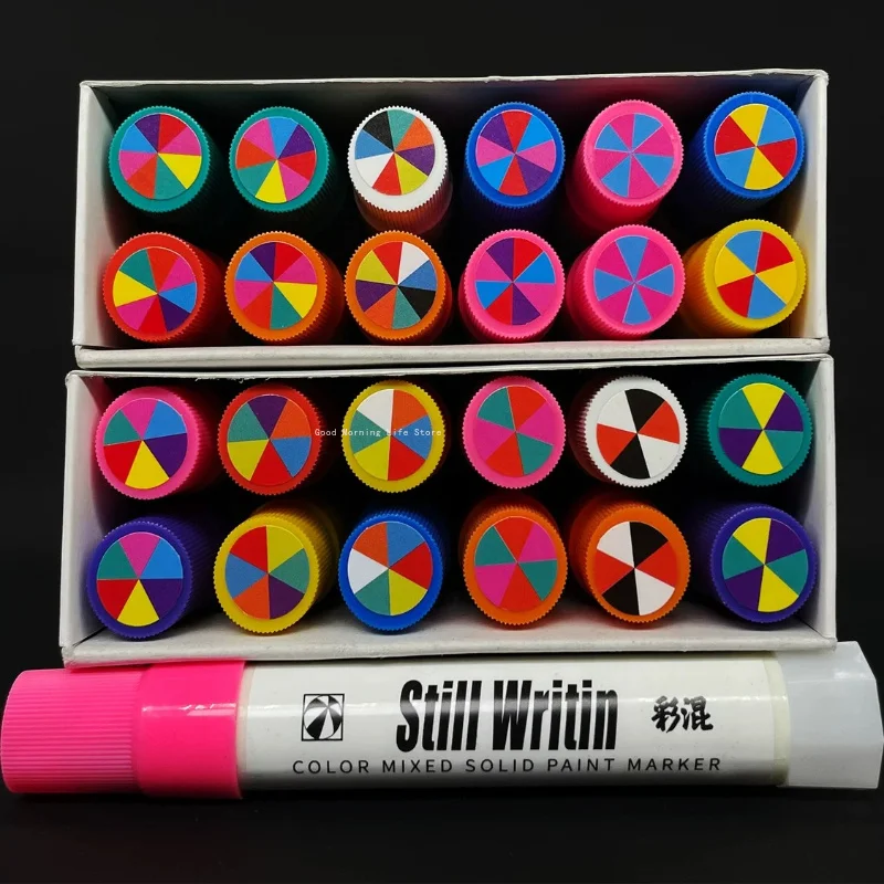 Colored Mixed Handcrafted Solid Paint Pen Doodle Signature Rainbow Signature Pen Does Not Fade DIY Greeting Cards Drawing Tool