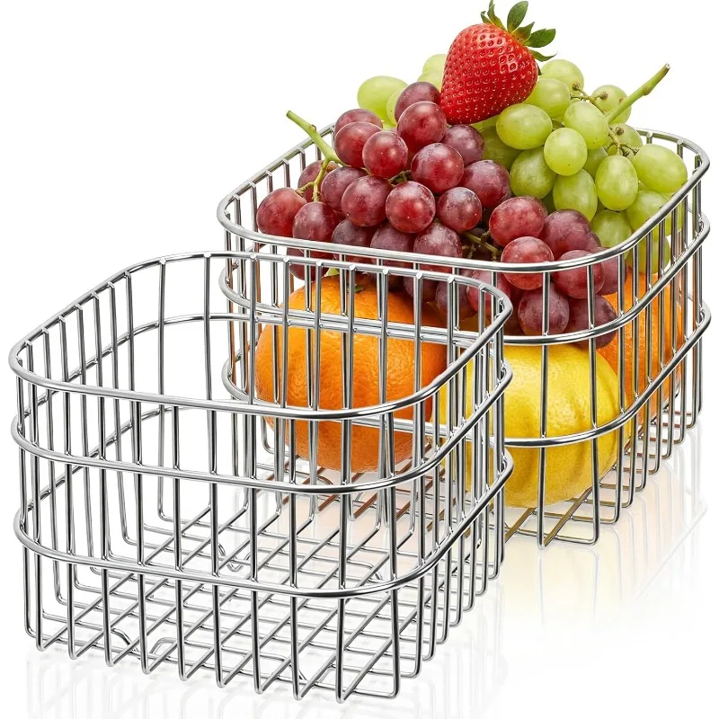 304 Stainless Steel Storage Basket | Multi-Purpose Organizer for Kitchen, Desk, Bathroom Storage Rack - Sturdy Construction.