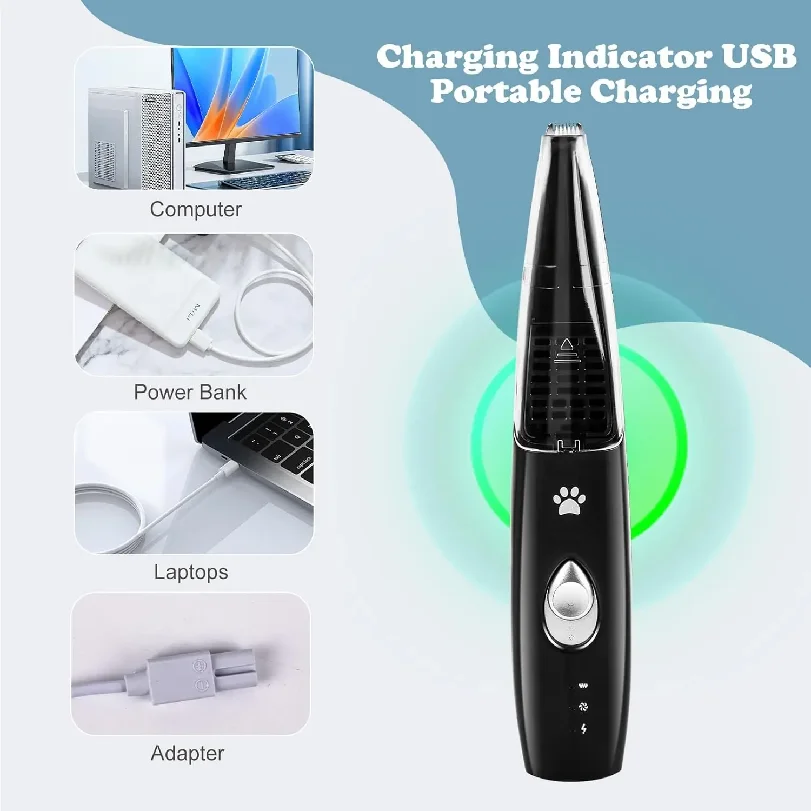 Pet Paw Trimmer for Dog Cat with Vacuum Suction Professional 2 Modes Cordless Electric Dog Grooming Clippers for Cats Paws Face view 6