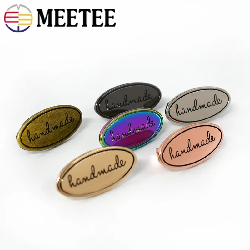 10/20Pcs 20X40mm Handmade Metal Labels Tags Bags Decorative Buckle Handcraft Clasp Button DIY Hardware Accessories