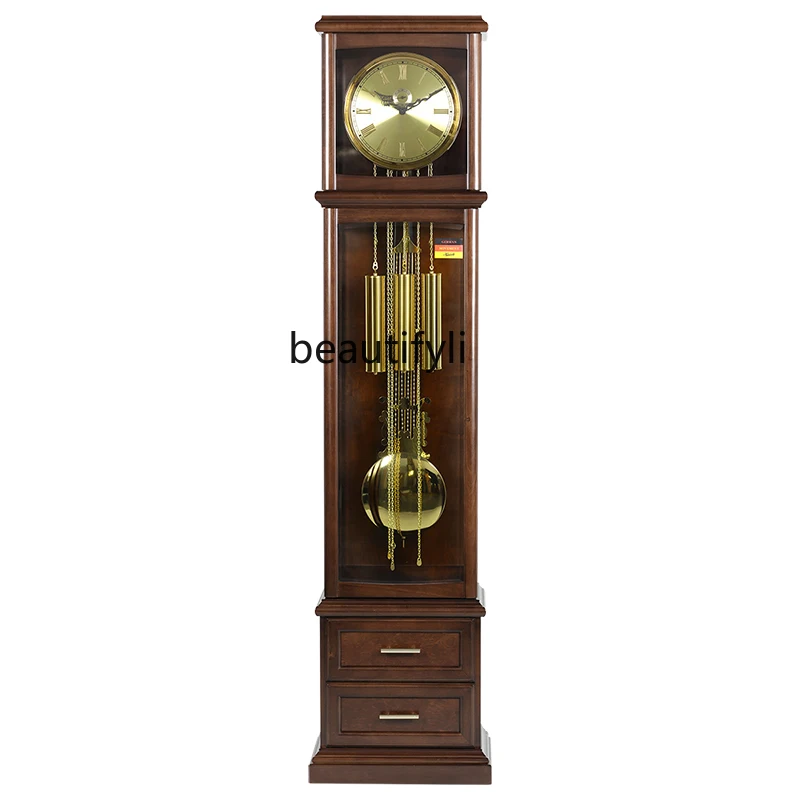 

Living room home decoration solid wood mechanical time floor clock simple new Chinese style floor clock