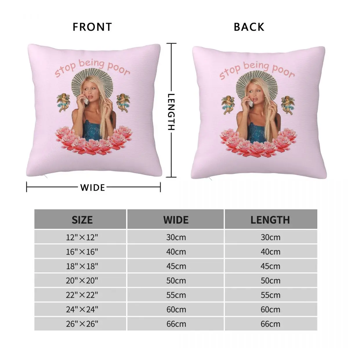 Paris Hilton Stop Being Poor Square Pillowcase Polyester Linen Velvet Creative Zip Decor Room Cushion Cover