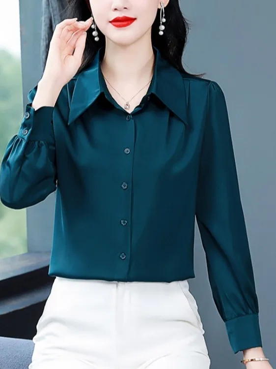 

Ele Long Sve Ladies irt Faionable Acetate Material Age-Defng Mommy Top Премиум Quali Guangdong Sle Autumn Wi...