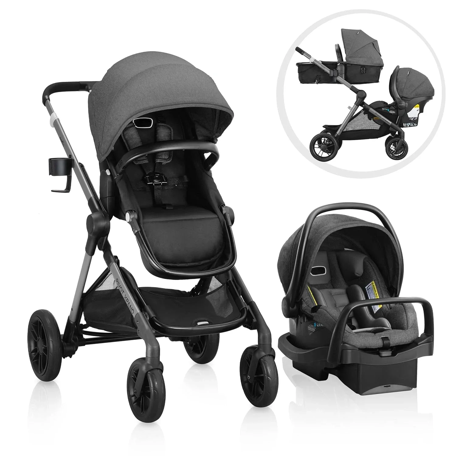 Travel System with Infant Car Seat with Anti-Rebound Bar (Sabino Gray)