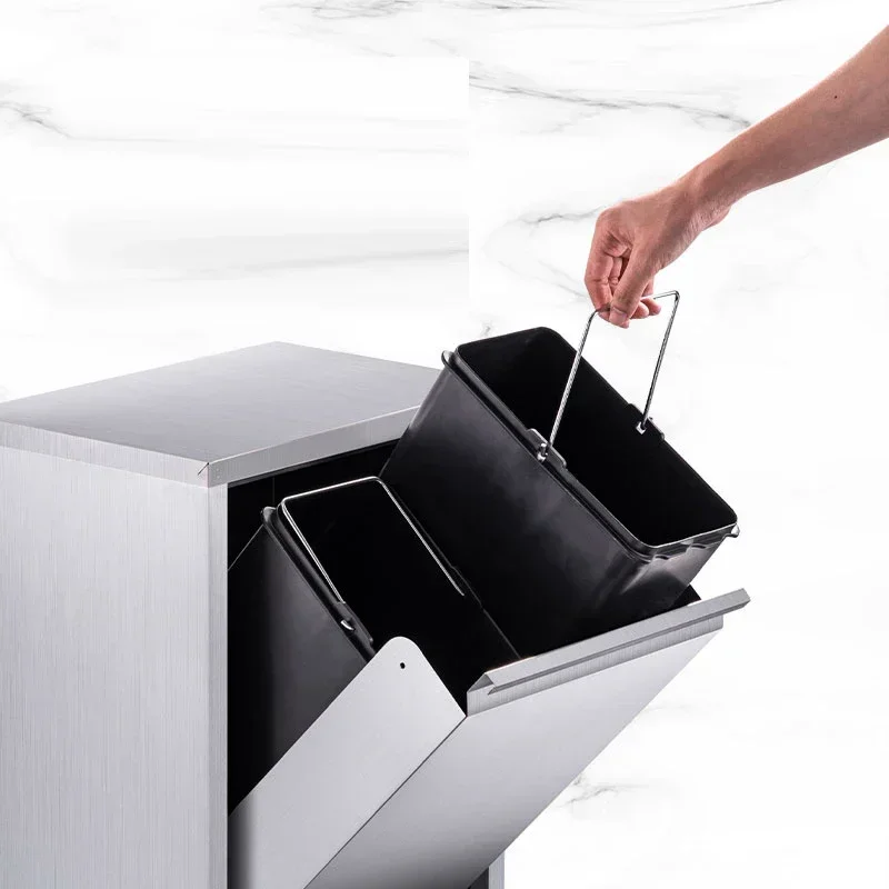 cross-border Household Wall-mounted Multi-functional Stainless Steel Trash Can Kitchen Concealed Hanging Trash Can