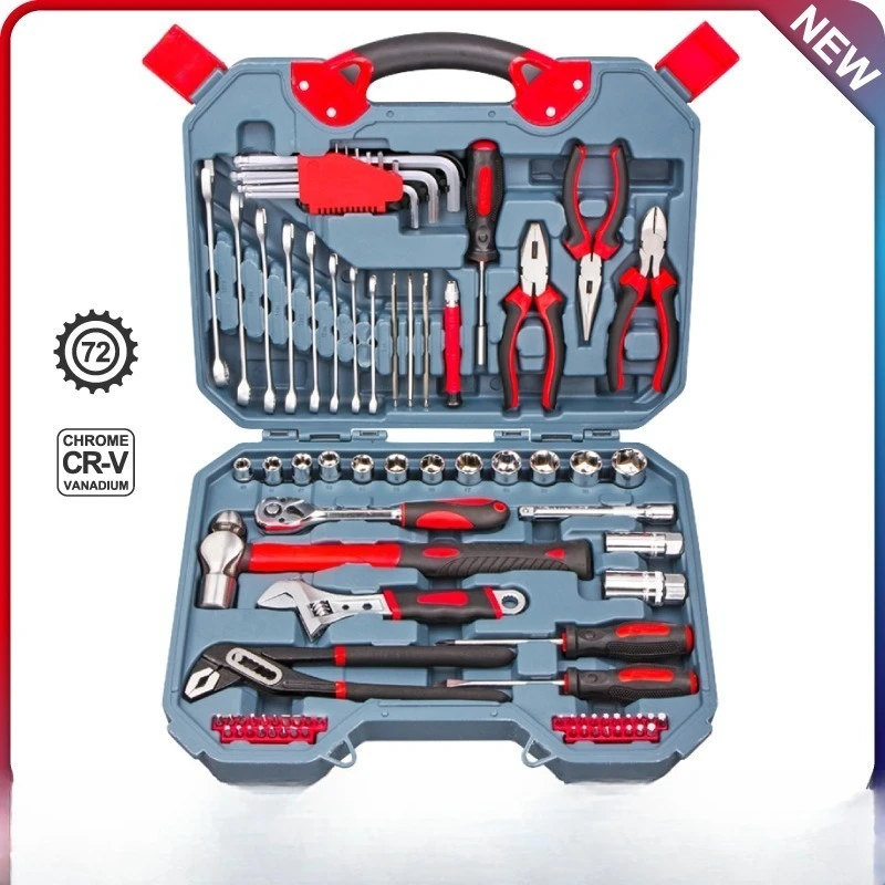 81Pcs Socket Wrench Set Auto Repair Tool Kit Portable Vehicle Maintenance Hardware Tool Box
