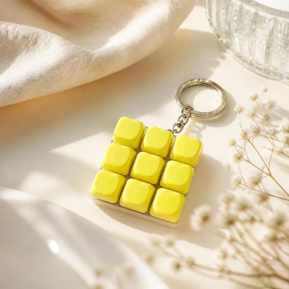 Unique 9 Keys Fidget Button Keychain Pendant Stress Relief Keyboard Clicker Keychain Creative Fidget Clicker Desk Accessory