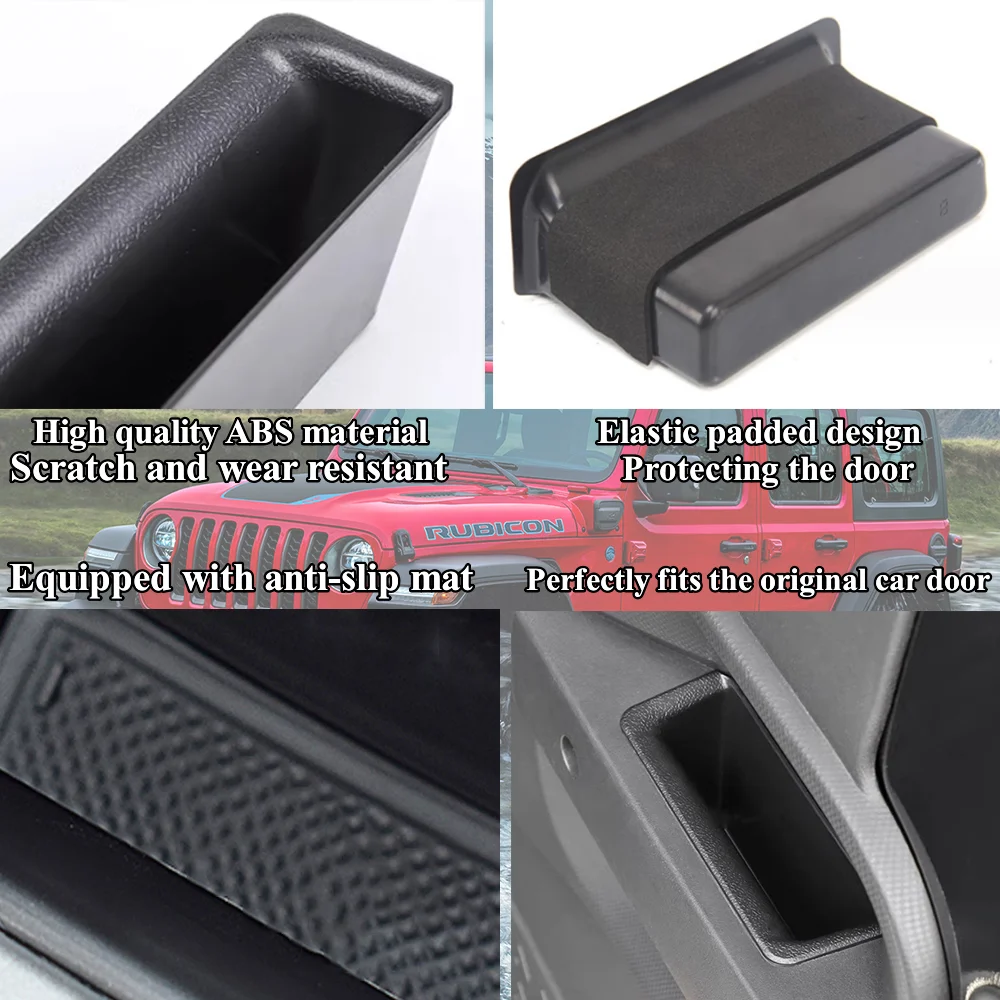 4PCS Car Door Handle Storage Box Organizer Tray Stowing Tidying for Jeep Wrangler JK 2007 2008 2009 2010 Interior Accessories