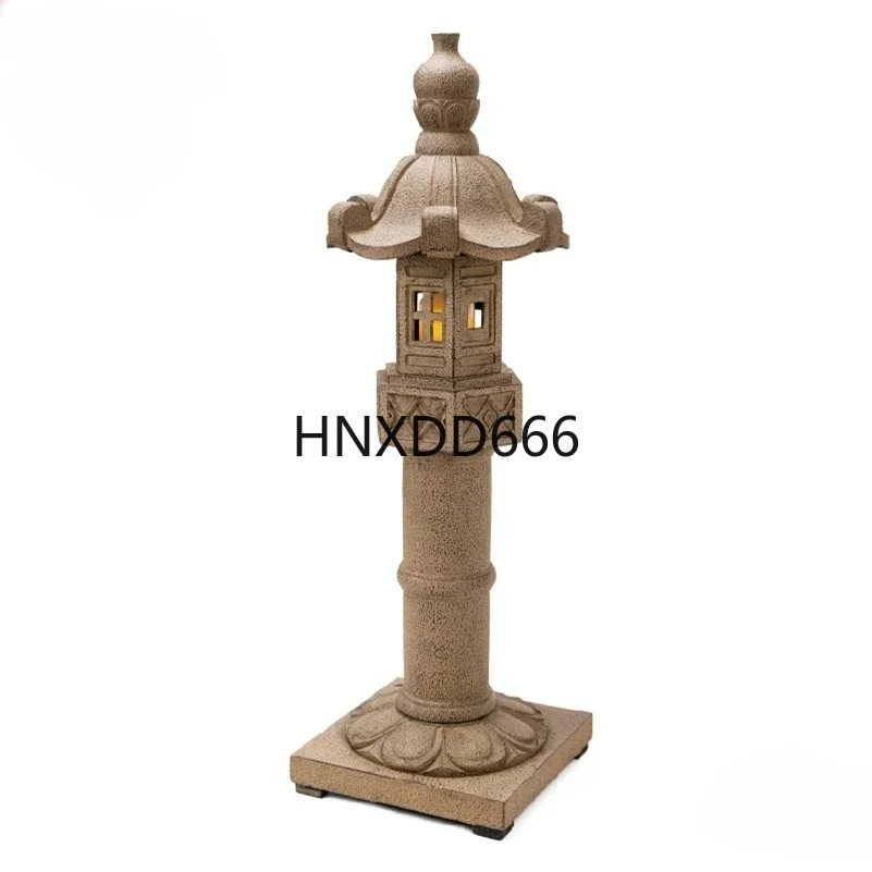 Ingenuity Square Chinese Balcony Dry Landscape Garden Ornament Outdoor Courtyard Garden Villa Landscape Stone Tower Light