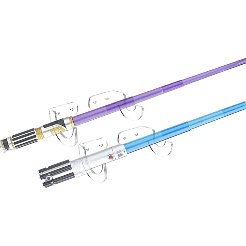 2Pcs Acrylic Sword Wall Mount - Transparent Black Lightsaber Display Stand for Collectible Toy Swords, Invisible Floating Holder