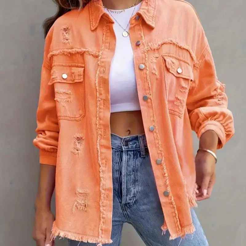 

Casual Denim Jaet Transformation Design Autumn Season ort Sve Collar Youth Faion Wide Fit No Brand New 2026 Spring