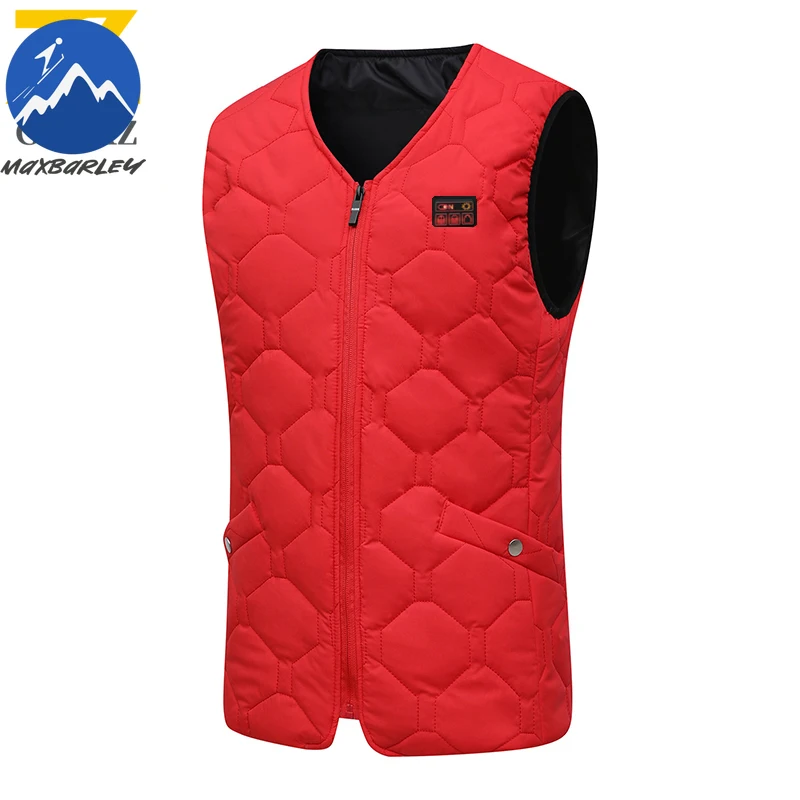 35 منطقة التدفئة سترة رجالي USB الحرارية سترة برقبة على شكل v الذكية التدفئة سترة في الهواء الطلق الشتاء الباردة واقية سميكة أكمام معطف المشي لمسافات طويلة