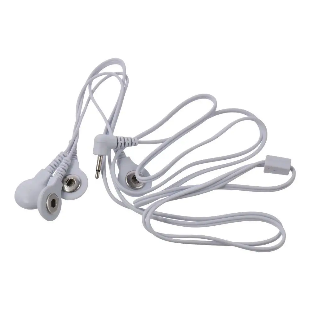 2.5mm Plug to 3.5mm Snap Cable Lead Wires 4 in 1 White Electrode Wires 1.2M/3.94ft 4 Lead Snap Electrode Cable Electric Massager