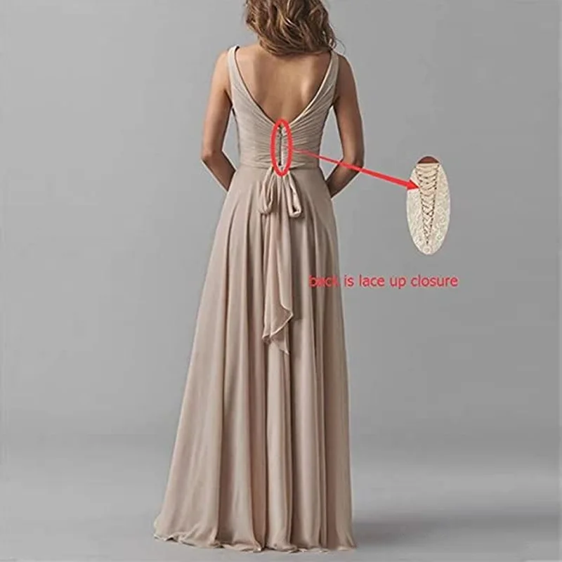 LZPOVE Bridesmaid Dresses Sexy V Neck Robe De Soirée De Mariage 2023 Chiffon A Line Coral Color Long Vestido De Fiesta De Boda