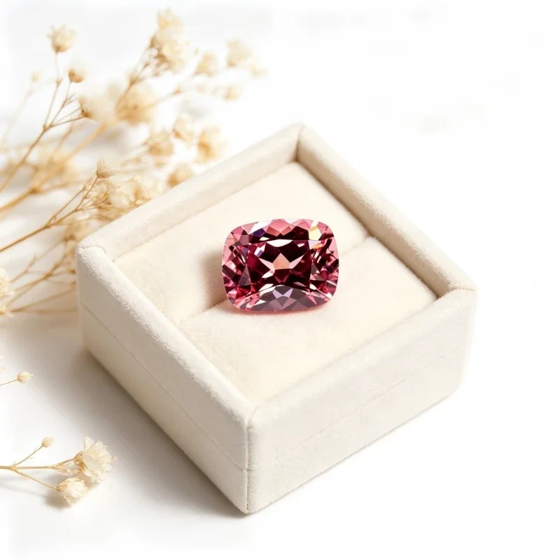 Künstlicher Edelstein Padparadscha Roter Lotus-Farbton Rechteckige Kissenform Mit Zertifikat Fabrik-Großhandelspreis – Detail 3