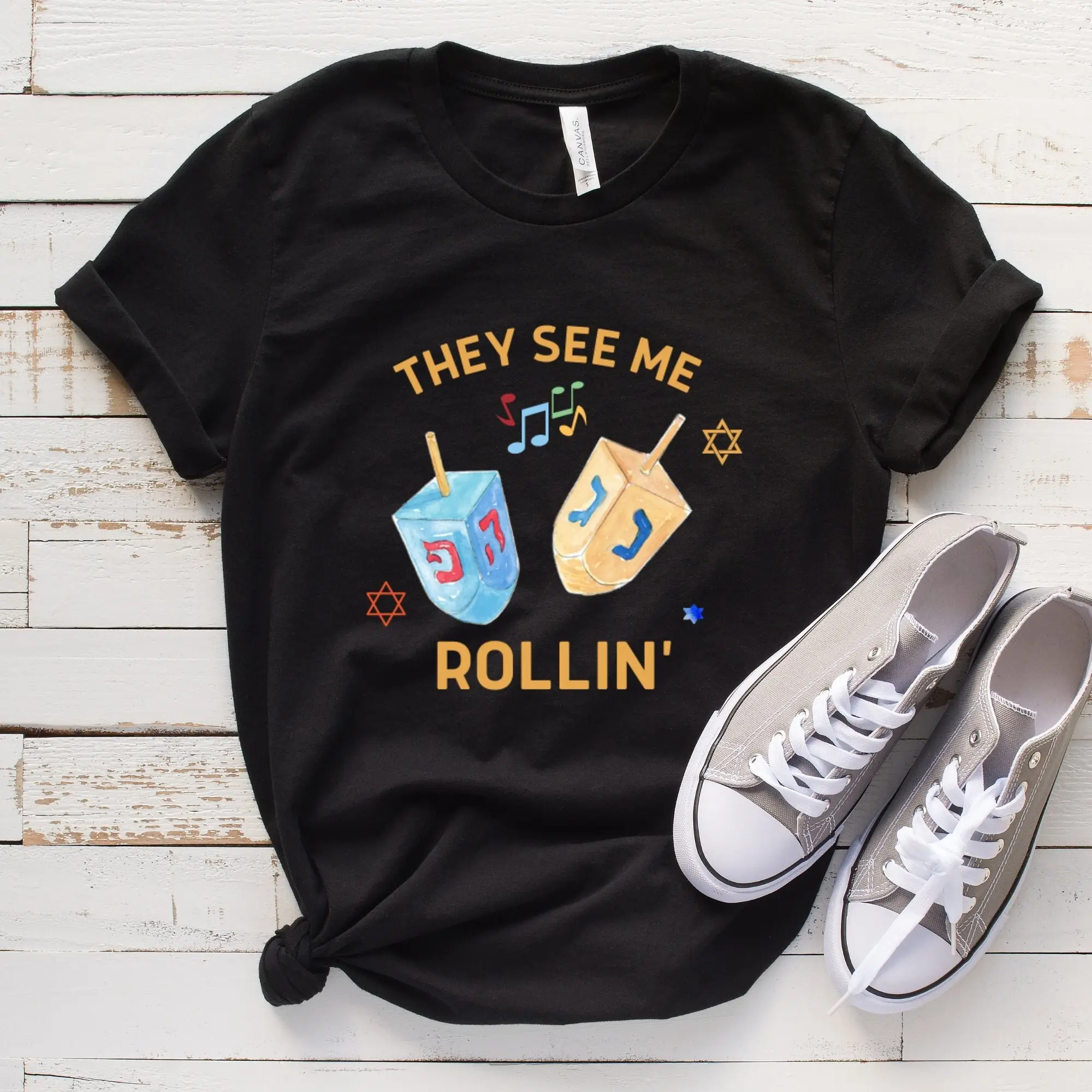 They See Me Rollin Hanukkah T Shirt For Women Dreidel Festival Of Lights Funny Jewish