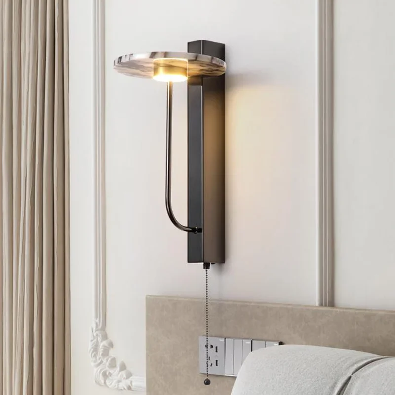 Luminária de parede contemporânea de pedra natural, luminária para quarto, design artístico, sala de estar, corredor, mármore, decoração de casa, luzes led