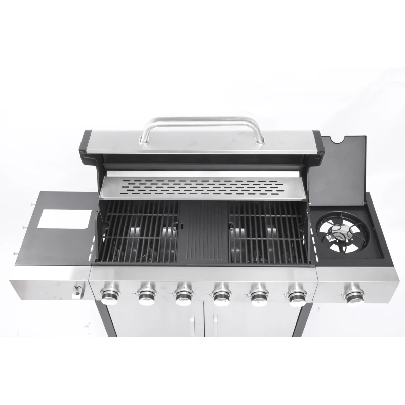 Caster pcs Casters Control Control panel Enamel Ignition Inch Panel Pcs Pcs inch 6-Burner Propane Gas Grill With Side Burner