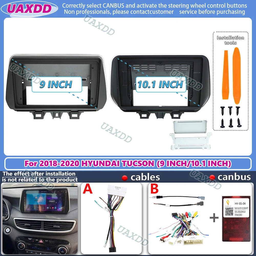 For 2018-2020 Hyundai TUCSON 9inch 2 Din Car stereo radio Android frame panel fascia cable video harness CD multimedia dashboard