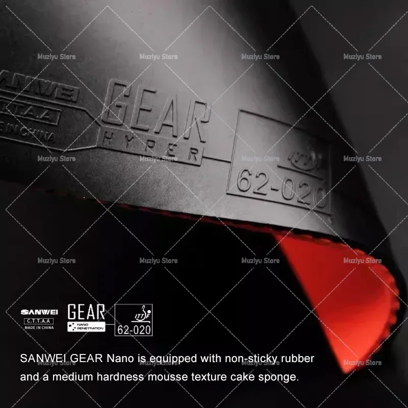 SANWEI GEAR HYPER Table Tennis Rubber Semi-sticky Ping Pong Rubber Sheet with Pre-tuned Medium Cake Sponge Sanwei Rubber